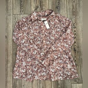 Pilcro by Anthropologie Terra Cotta Floral Blouse XS NWT